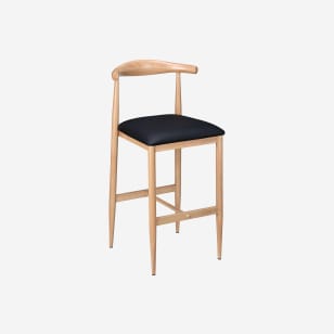 Wood Grain Metal Bar Stool in Natural  Finish