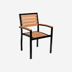 Black Heavy Duty Faux Teak Patio Arm Chair