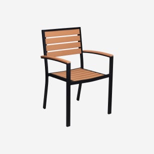 Black Heavy Duty Faux Teak Patio Arm Chair