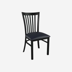 Elongated Vertical Slat Back Restaurant Metal Chair
