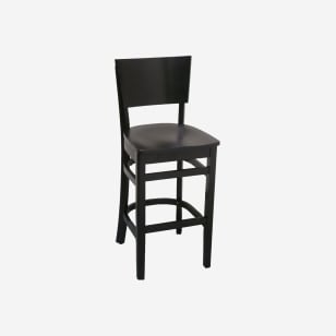 Curved Back Wood Restaurant Bar Stool