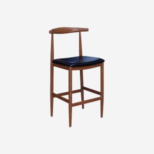 Wood Grain Metal Bar Stool in Walnut  Finish