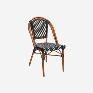Aluminum Bamboo Patio Chair With Black & White Rattan