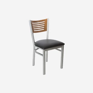 Silver Interchangeable Back Metal Restaurant Chair with 5 Slats