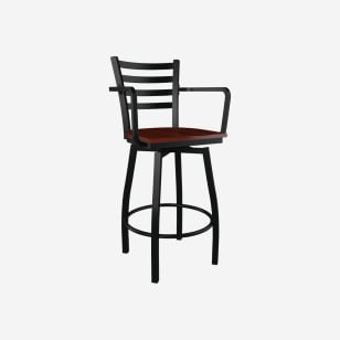 Swivel Ladder Back Metal Bar Stool with Arms
