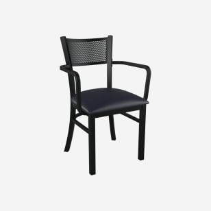 Metal Checker Back Restaurant Chair with Arms