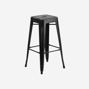 Distressed Black Backless Bistro Style Bar Stool