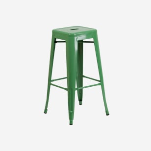 Green Backless Bistro Style Bar Stool