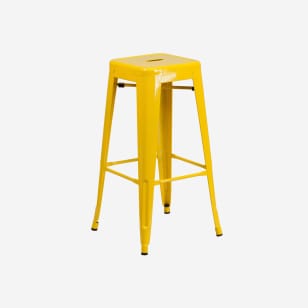 Yellow Backless Bistro Style Bar Stool