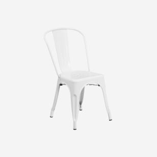 White Bistro Style Metal Chair