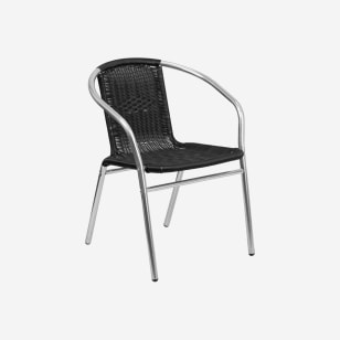 Economy Aluminum & Black Rattan Patio Chair