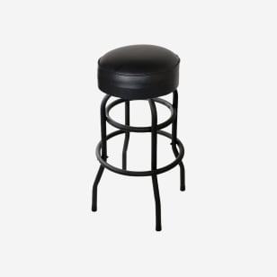 Black Swivel Bar Stool with a Double Ring and Black Padded Vinyl Seat