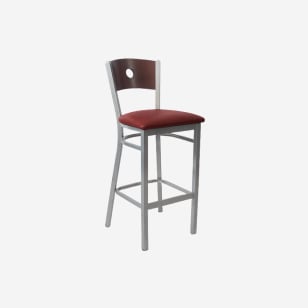 Silver Interchangeable Back Metal Bar Stool with Circled Back