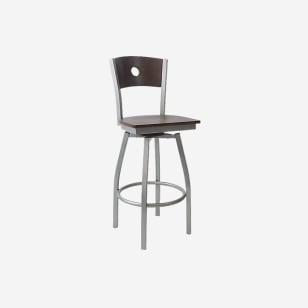 Silver Interchangeable Swivel Metal Bar Stool with Circled Back 