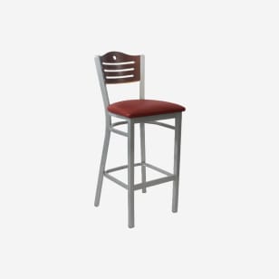 Silver Interchangeable Back Metal Bar Stool with 3 Slats & Circle