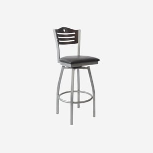 Silver Interchangeable Back Swivel Metal Bar Stool with Circle and 3 Slats
