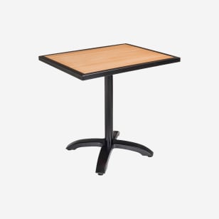Black Aluminum and Plastic Teak Patio Table Set