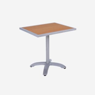 Aluminum Plastic Teak Look Patio Table Set with Base