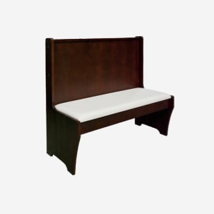 Wood Bench with Padded Seat and Wood Back