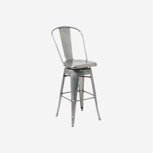 Bistro Style Metal Swivel Bar Stool in Clear Finish