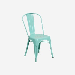 Light Blue Bistro Style Metal Chair