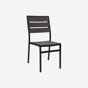 Black Aluminum Chair with Dark Walnut Plastic Teak