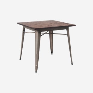 Industrial Series Restaurant Table in Dark Grey Finish and Wood Top