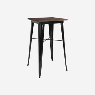 Industrial Black Bar Height Table with Dark Walnut Wood Top