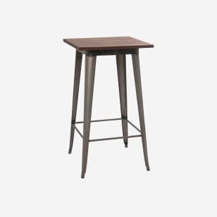 Industrial Series Bar Height Table in Dark Grey Finish and Wood Top