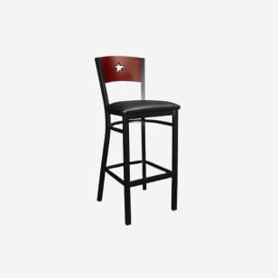 Black Interchangeable Back Metal Bar Stool With a Star in the Back