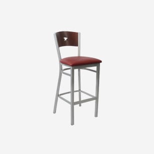 Silver Interchangeable Back Metal Bar Stool With a Star in the Back