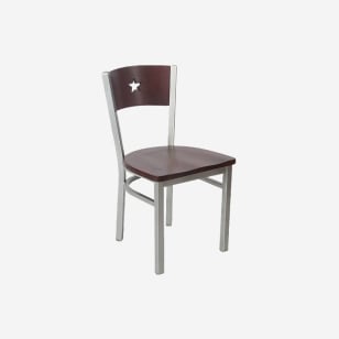 Silver Interchangeable Back Metal Chair With a Star in the Back
