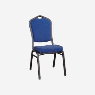 Premium Metal Stack Chair - Silver Vein Frame with Blue 2413 Fabric