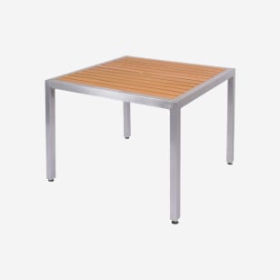Synthetic Teak Aluminum Patio Table in Natural Color
