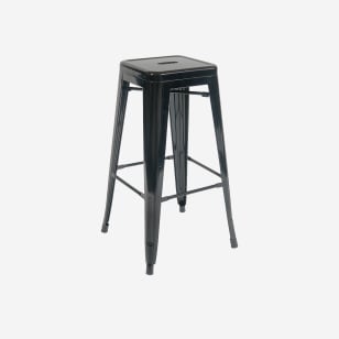 Bistro Style Metal Backless Bar Stool in Black Finish 