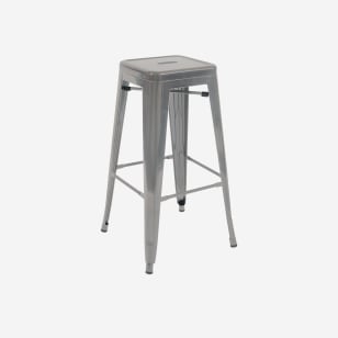 Bistro Style Metal Backless Bar Stool in Light Grey Finish 