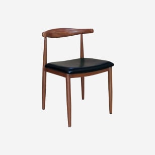 Wood Grain Metal Chair in Walnut  Finish