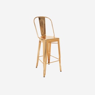 Bistro Style Metal Restaurant Bar Stool in Gold Finish