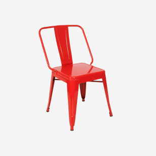 Extra Wide Bistro Style Metal Chair in Red Finish