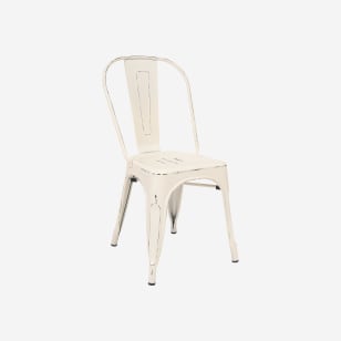 Distressed White Bistro Style Metal Chair