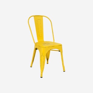 Distressed Yellow Bistro Style Metal Chair