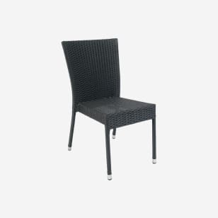 Aluminum Patio Chair with Rattan in Black Finish