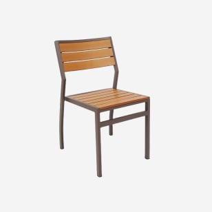 Aluminum Rustic Look Patio Chair with Faux Teak in Natural Finish
