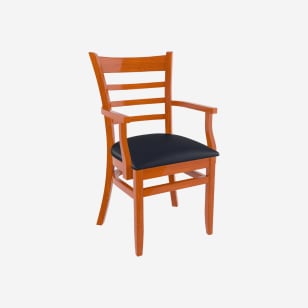 Ladder Back Wood Restaurant Chair with Arms