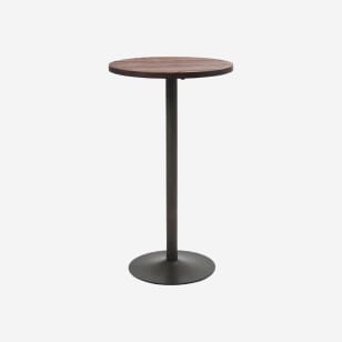Round Industrial Series Bar Height Table with Metal Base & Wood Top